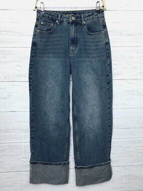 NEW Steve Madden Jeans Noelie Wide Leg Cuffed Jeans size 25 length 27"